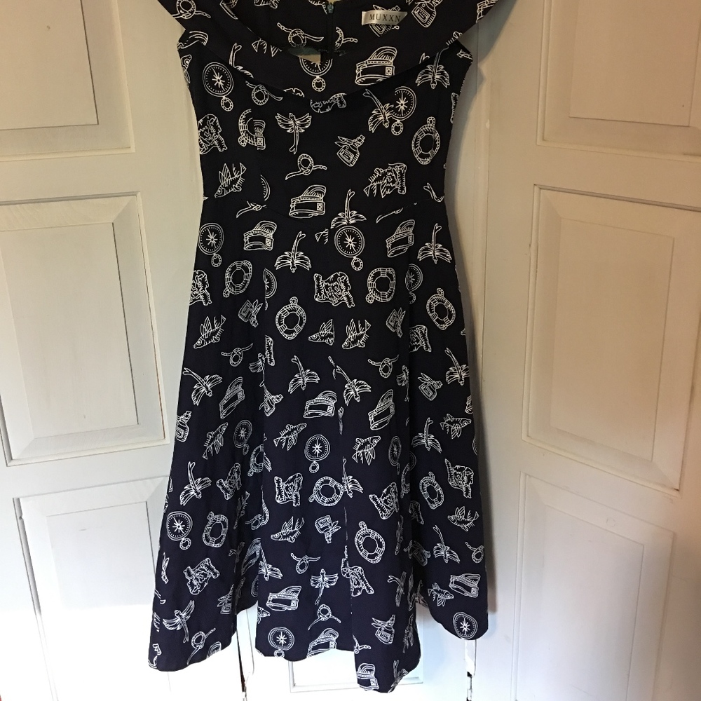 MUXXN Blue & White Nautical Dress - Picture 2 of 8